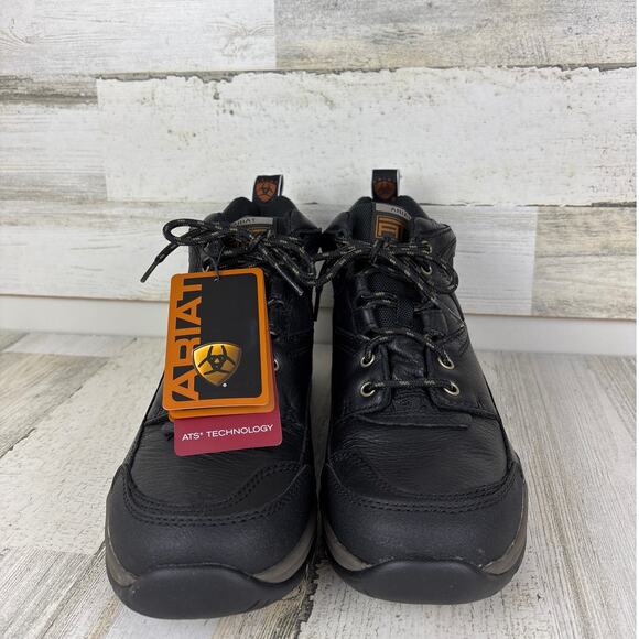 Ariat mens 9.5 terrain hiking ankle boot black leather new lace up - Picture 3 of 8